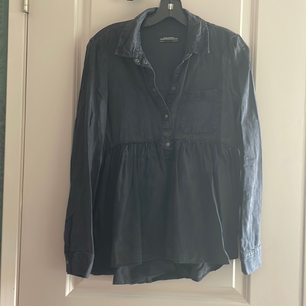 Zara Denim Babydoll Top